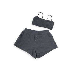 Auden Pajama Shorts Set Grey Waffle SZ S Bralette and Shorts Cozy Sleepwear